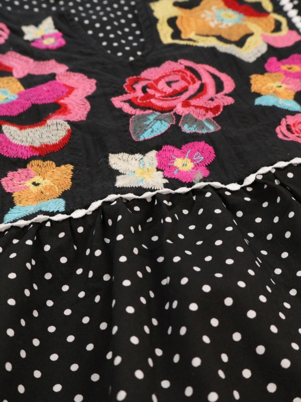 Savanna Jane Embroidered Polka Dot Boho Top Size M - Picture 5 of 7